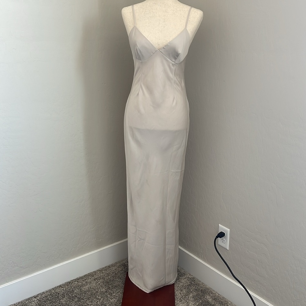 Meshki long open back dress